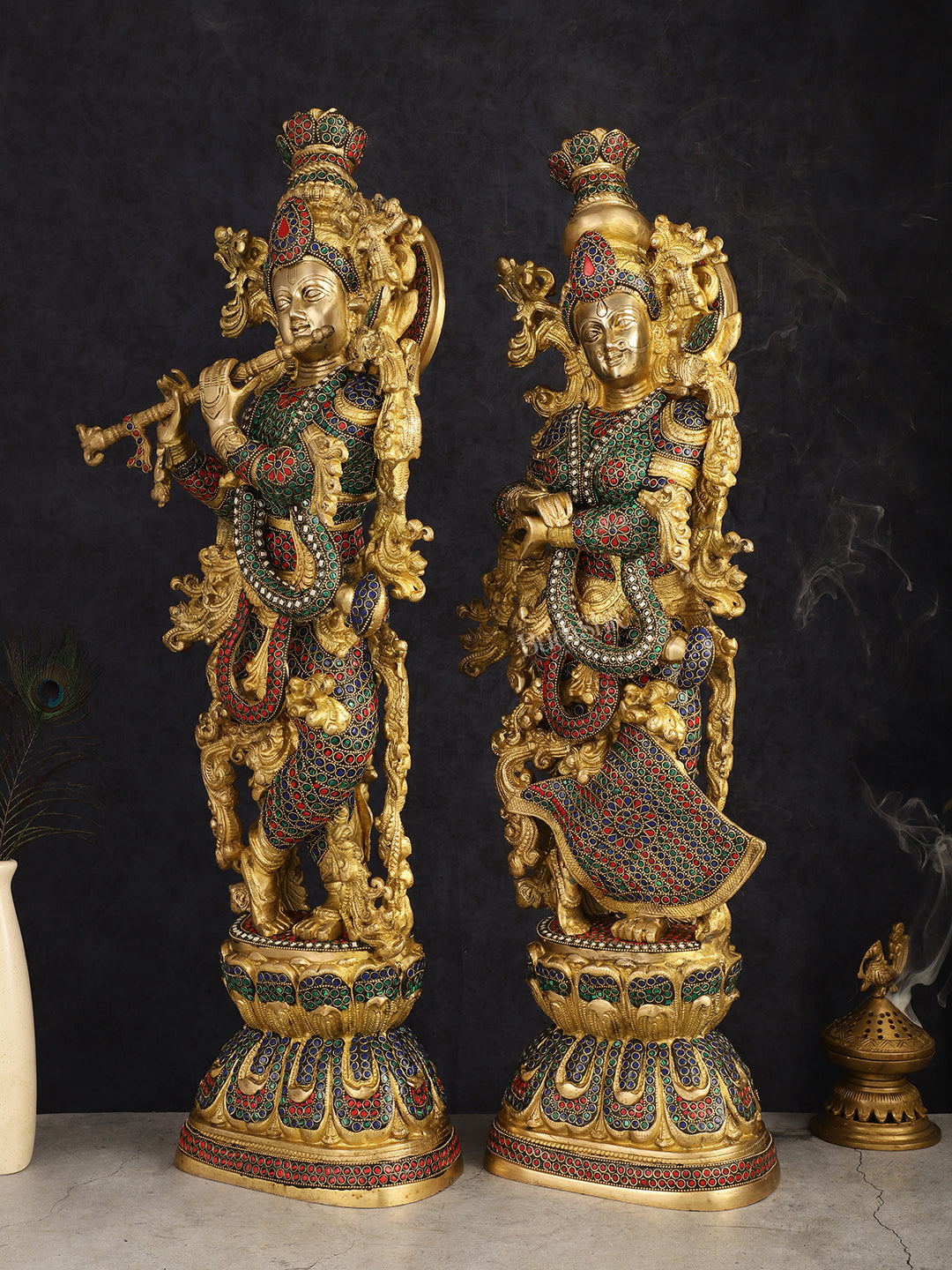 Handcrafted Brass Radha Krishna Idols 30"