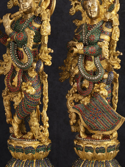 Handcrafted Brass Radha Krishna Idols 30"