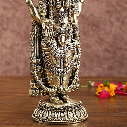 Pure Brass Tirupati Balaji Idol – 12 Inches Tall, Highly Detailed.