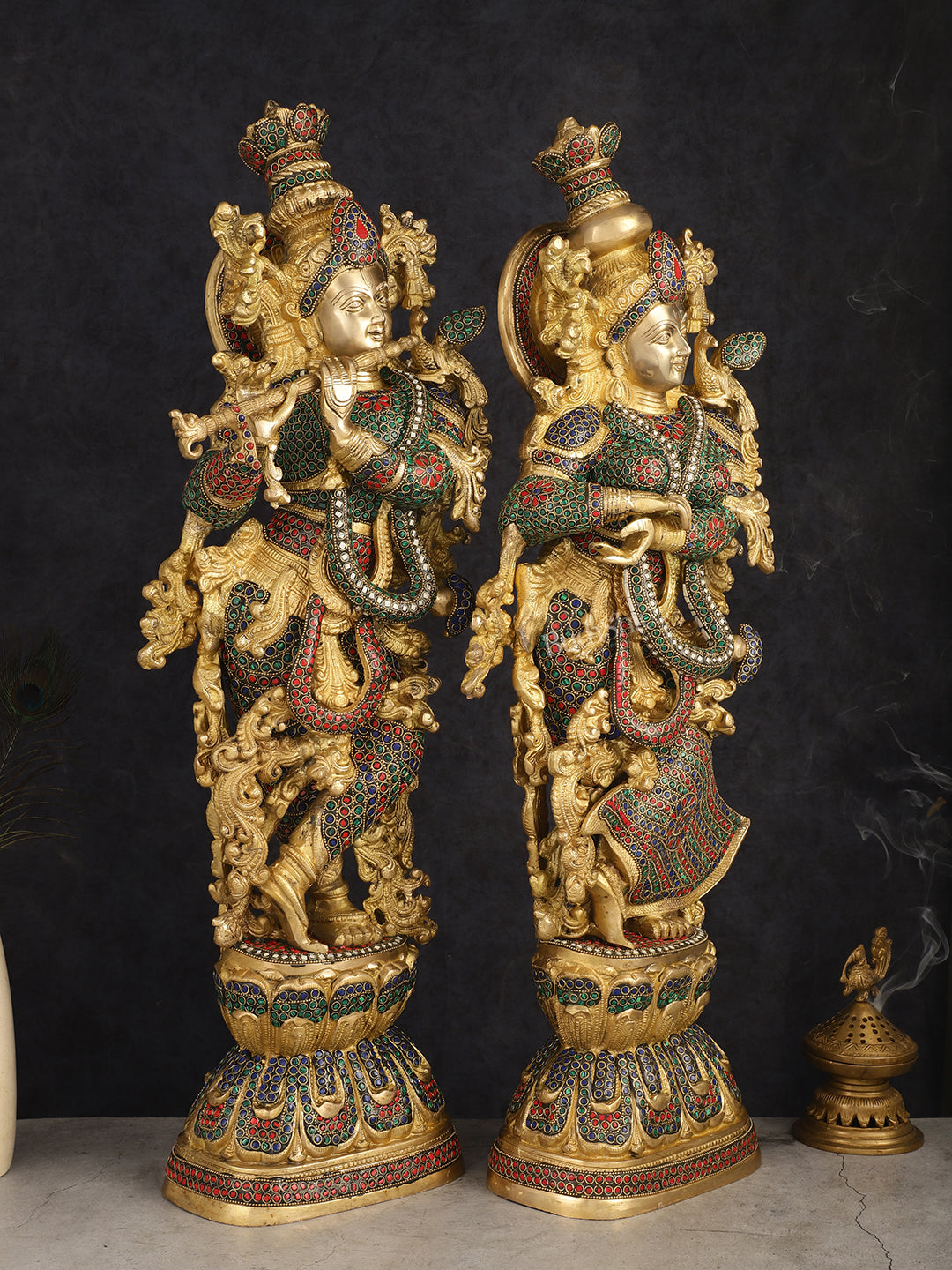 Handcrafted Brass Radha Krishna Idols 30"
