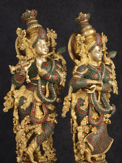 Handcrafted Brass Radha Krishna Idols 30"