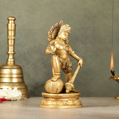 Small Pure Brass Standing Hanuman Idol | 6"