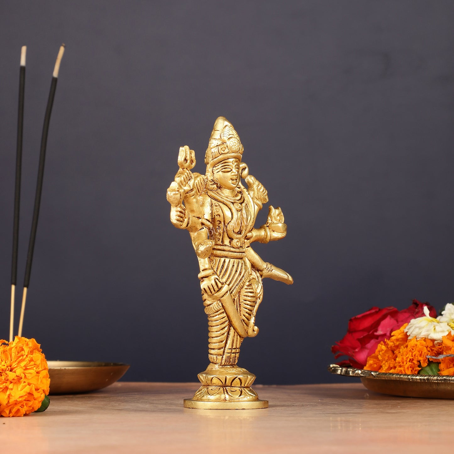 Pure Brass Standing Ma Durga Bhawani Idol | 5" Height