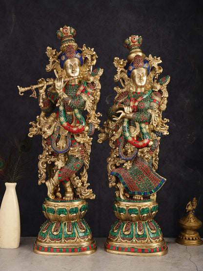 Handcrafted Brass Radha Krishna Idols 30"