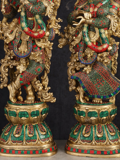 Handcrafted Brass Radha Krishna Idols 30"