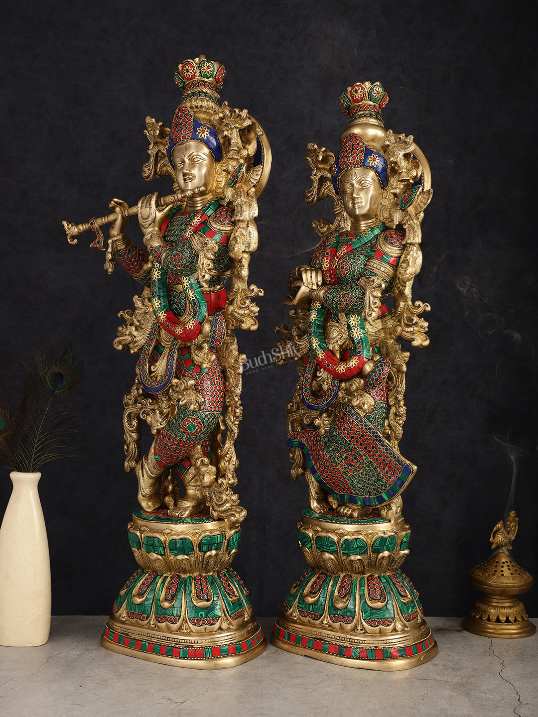 Handcrafted Brass Radha Krishna Idols 30"