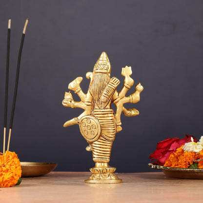 Pure Brass Standing Ma Durga Bhawani Idol | 5" Height