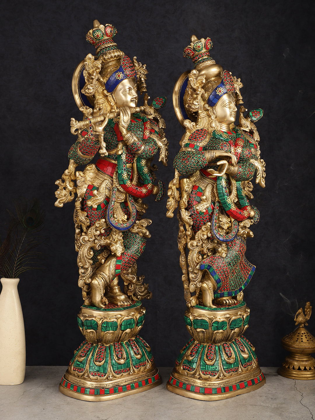 Handcrafted Brass Radha Krishna Idols 30"