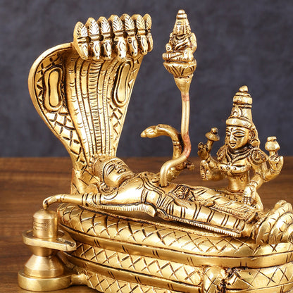 Pure Brass Superfine Padmanabha Swamy with devinlakshmi Idol - 5.5" Height