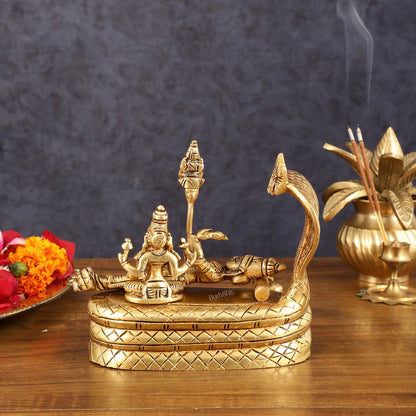 Pure Brass Superfine Padmanabha Swamy with devinlakshmi Idol - 5.5" Height