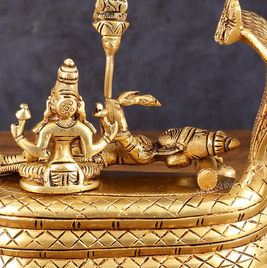 Pure Brass Superfine Padmanabha Swamy with devinlakshmi Idol - 5.5" Height