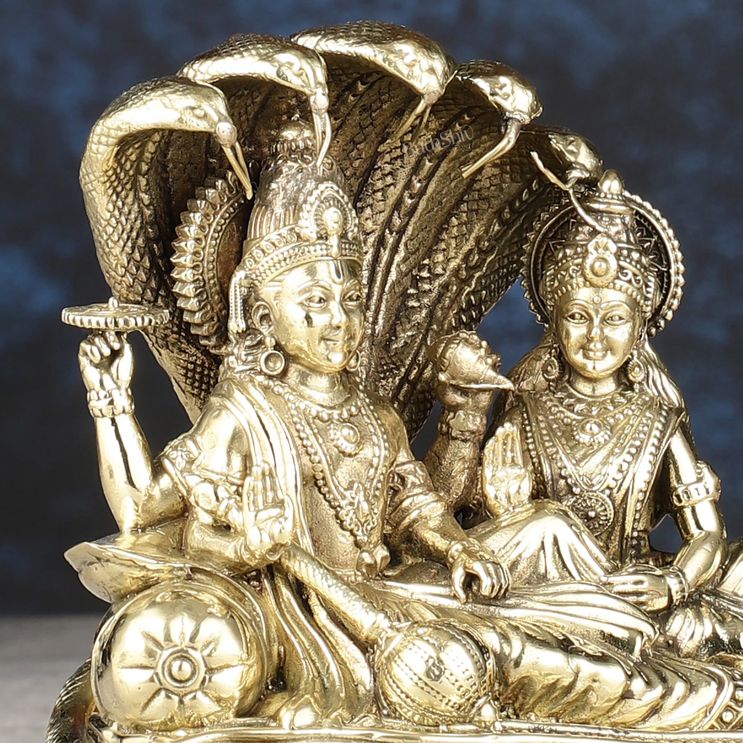 Superfine Brass Lakshmi Narayana Vishnu Idol - 5.5 inch