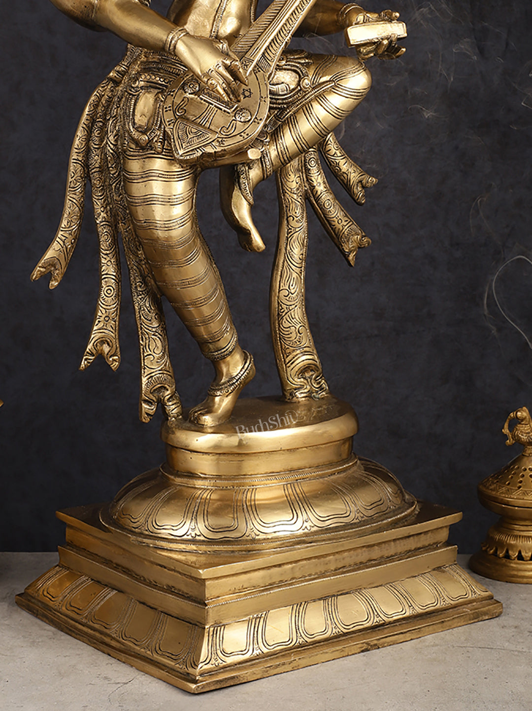 Brass Dancing Saraswati Idol 32"