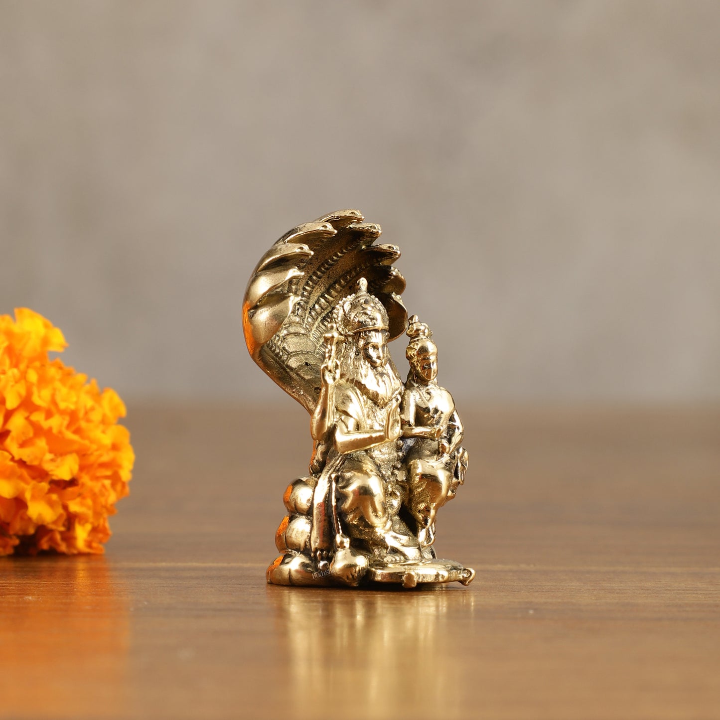 Pure Brass Miniature Narsimha Lakshmi Idol - 2 Inch