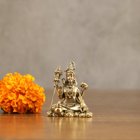 Pure Brass Miniature Lord Shiva Idol - 2 Inch
