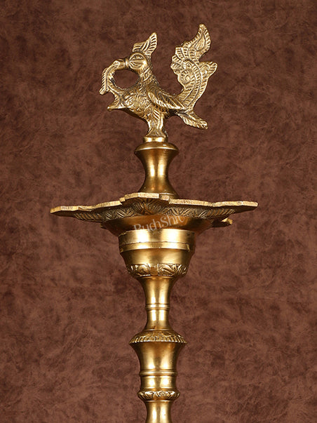 Brass Handmade Peacock Samai Inauguration Lamp 26"