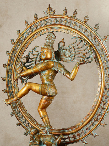 Vintage Brass Dancing Shiva Nataraja Sculpture with Removable Frame | 34" | 32 kg