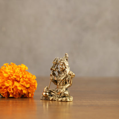 Pure Brass Miniature Lord Shiva Idol - 2 Inch