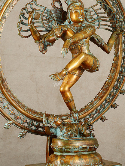 Vintage Brass Dancing Shiva Nataraja Sculpture with Removable Frame | 34" | 32 kg