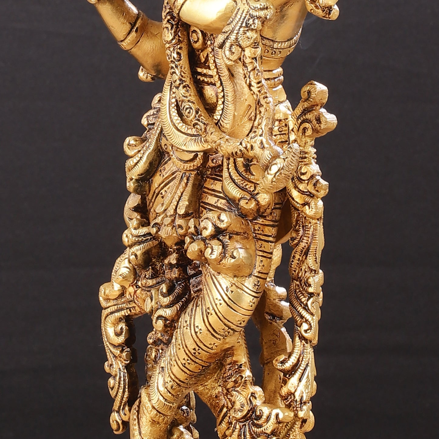 Superfine Brass Lord Krishna Idol with Enhanced Carvings - 14 inch