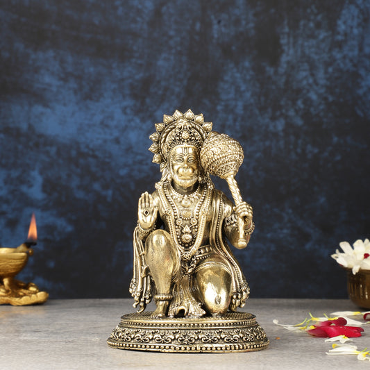 Pure Brass Intricately Crafted Hanuman 6.7 inch