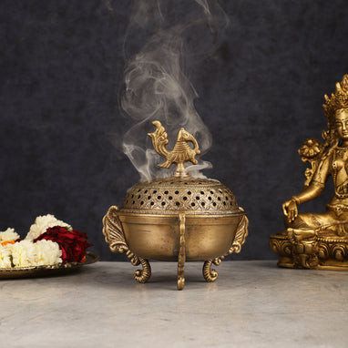 Buy Pure Brass Peacock Loban Dhoop Burner 5