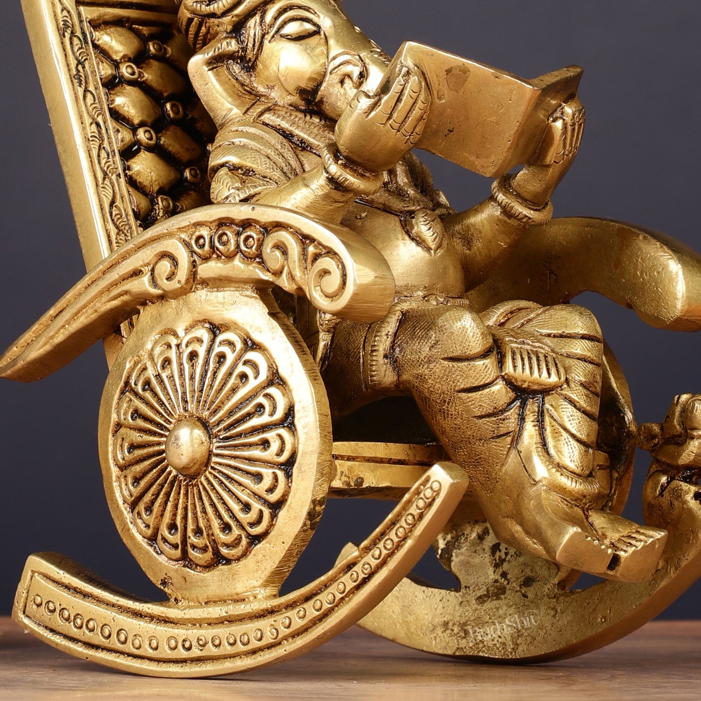 Pure Brass Lord Ganapati Seated on a Swinging Chair Idol Showpiece 6.5"