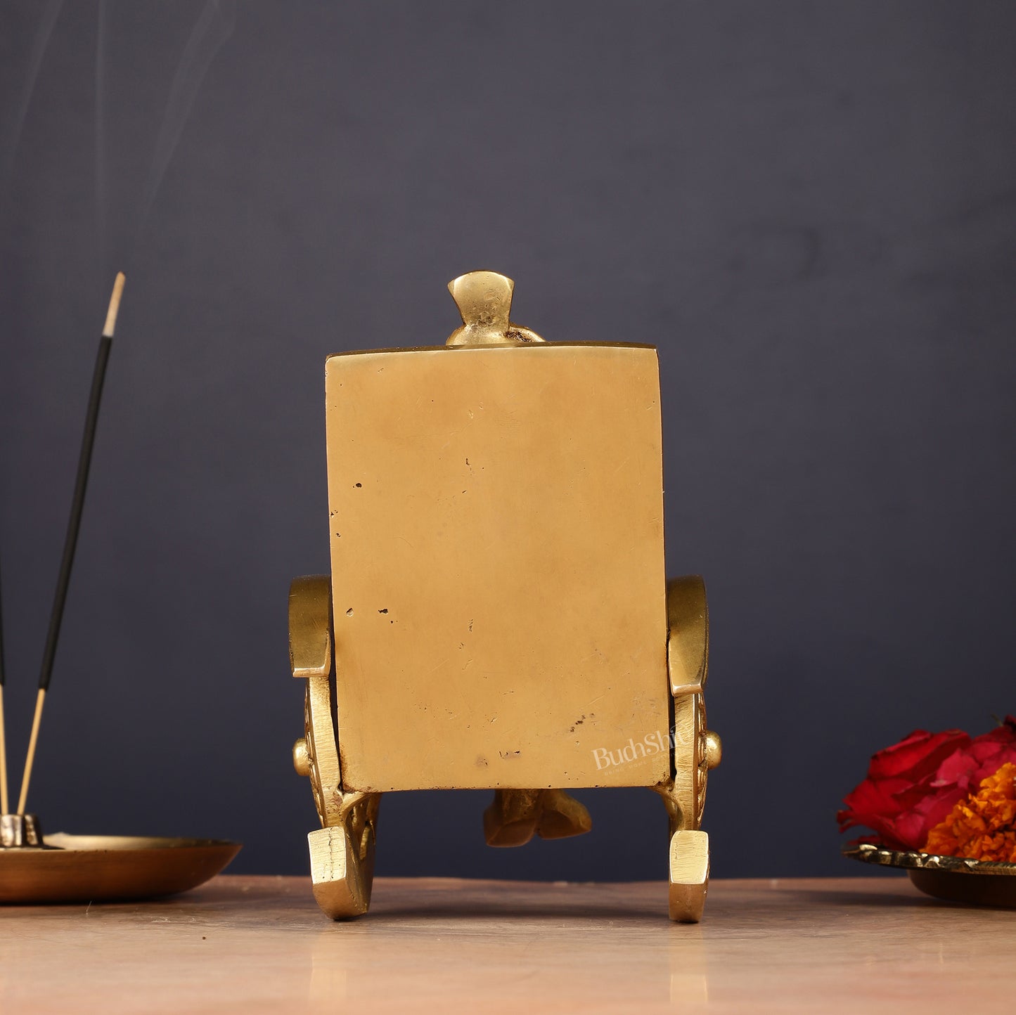 Pure Brass Lord Ganapati Seated on a Swinging Chair Idol Showpiece 6.5"