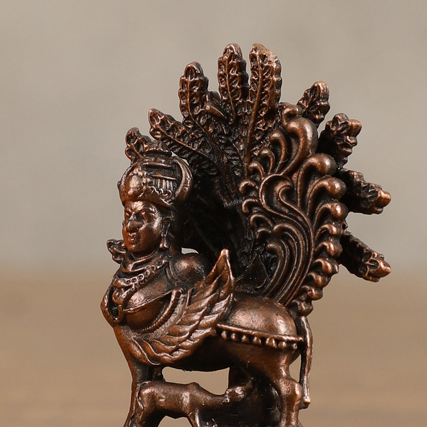 Pure Copper Kamdhenu Cow with Kalpavriksha Tree Idol - 2 Inch