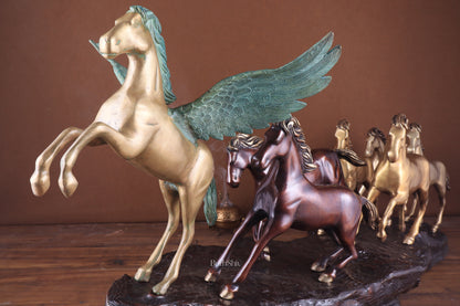 Exotic Brass Set of 7 Lucky Horses - Feng Shui and Vastu Compliant Showpiece