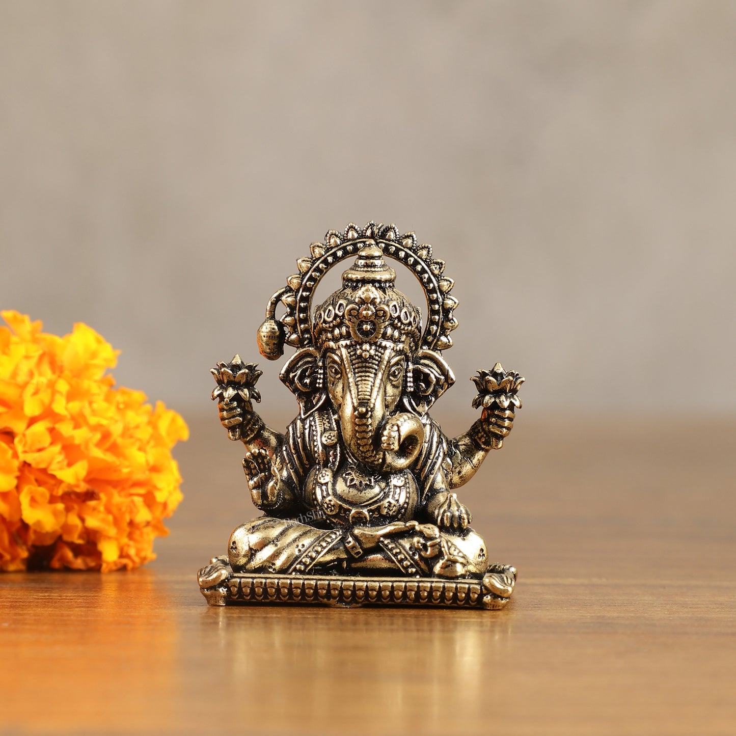 Brass Miniature Dagduseth Ganapati Idol - 2 Inch