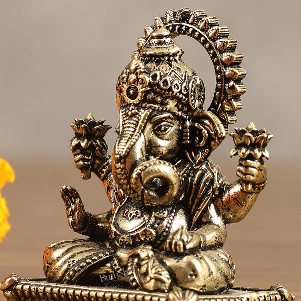 Brass Miniature Dagduseth Ganapati Idol - 2 Inch