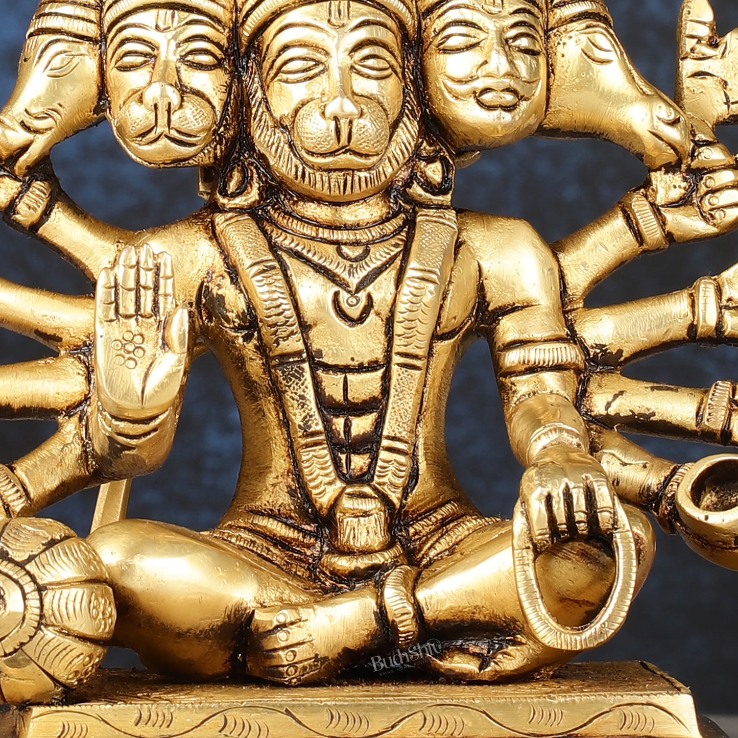 Pure Brass Panchmukhi Hanuman Idol - Superfine 6.5"