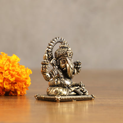 Brass Miniature Dagduseth Ganapati Idol - 2 Inch