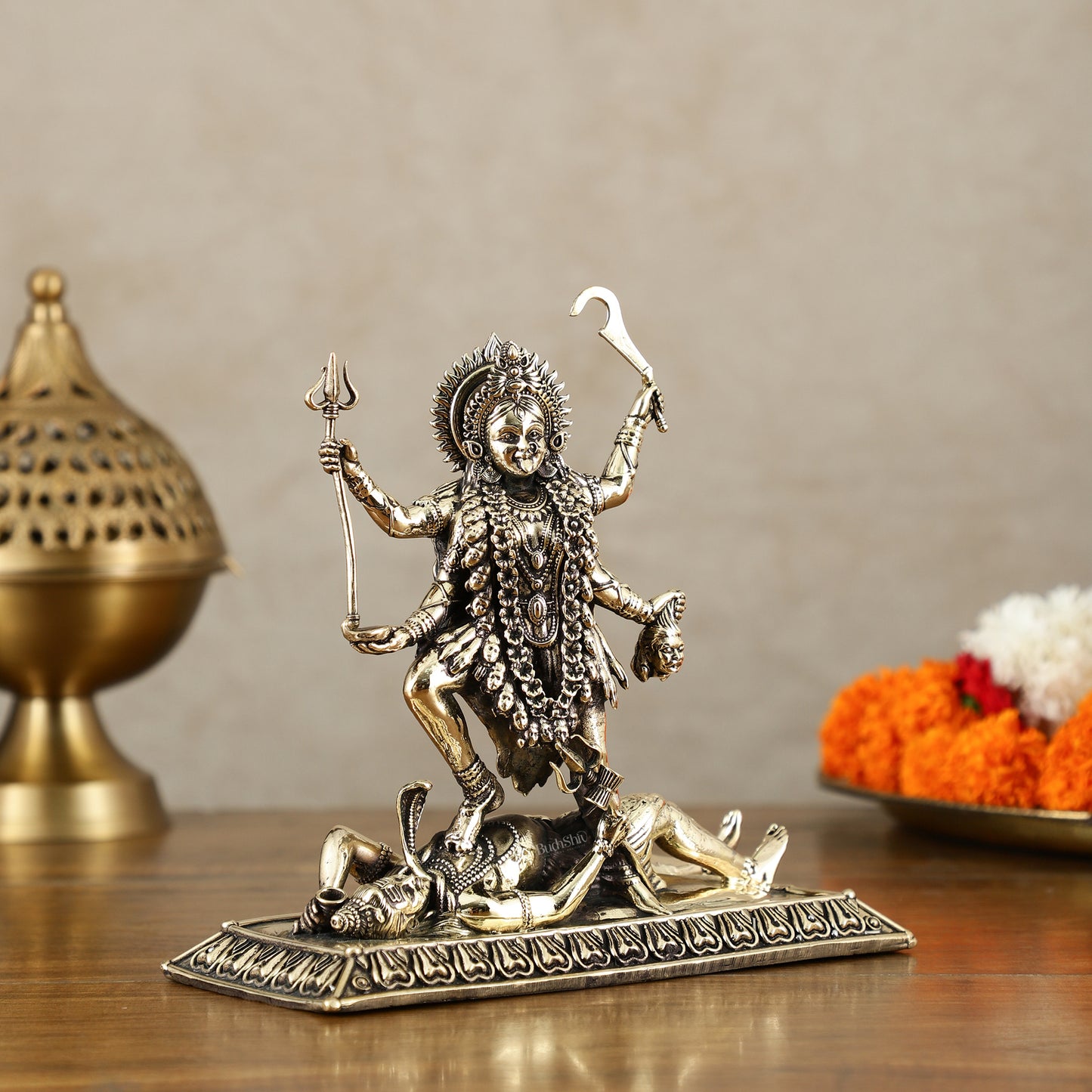 Brass Superfine Intricate Mahakali Idol | 6.5"