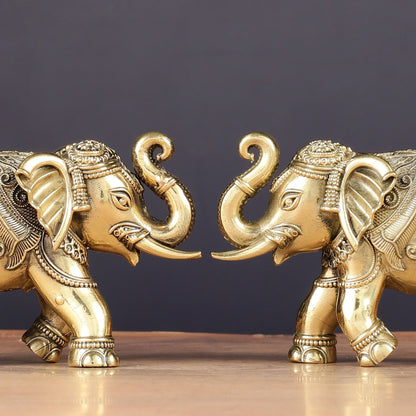 Brass Superfine Elephant Miniature pair Showpieces 4"