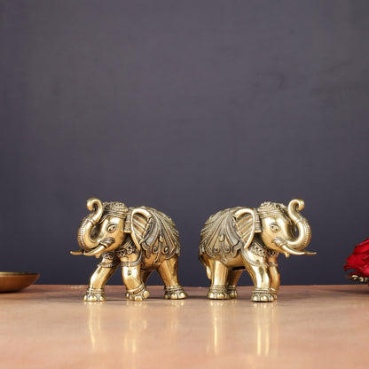 Brass Superfine Elephant Miniature pair Showpieces 4"