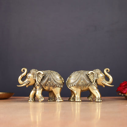 Brass Superfine Elephant Miniature pair Showpieces 4"