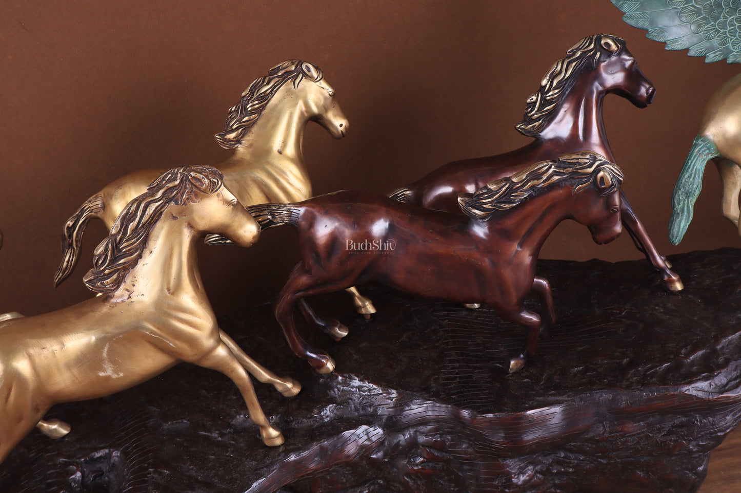 Exotic Brass Set of 7 Lucky Horses - Feng Shui and Vastu Compliant Showpiece