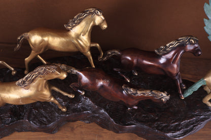 Exotic Brass Set of 7 Lucky Horses - Feng Shui and Vastu Compliant Showpiece