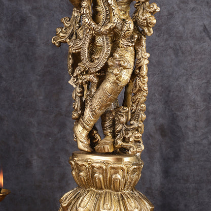 Divine Brass Krishna Playing Flute Statue - 24 Inches