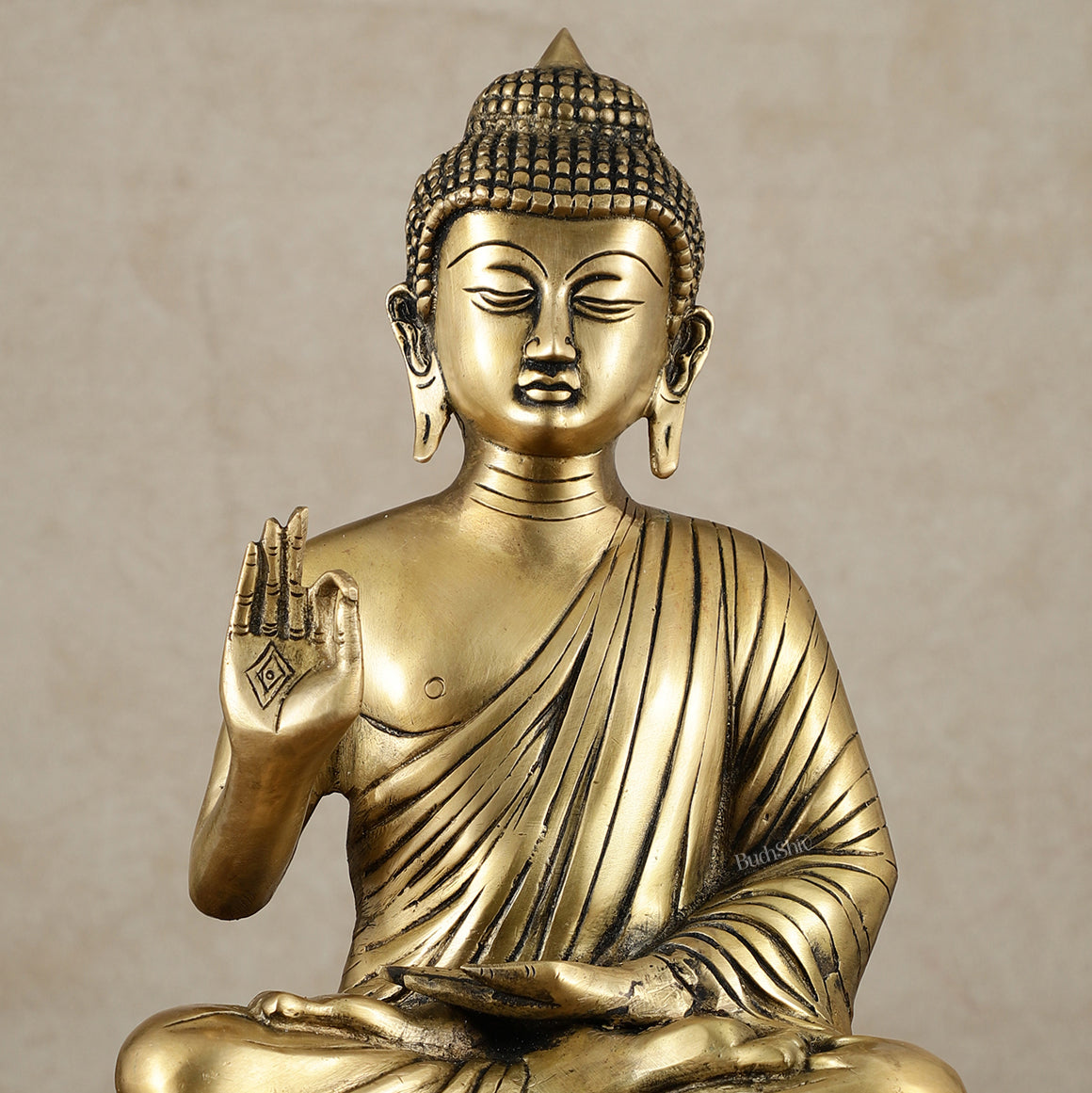 Unique Pure Brass Blessing Buddha Statue - 16 Inch