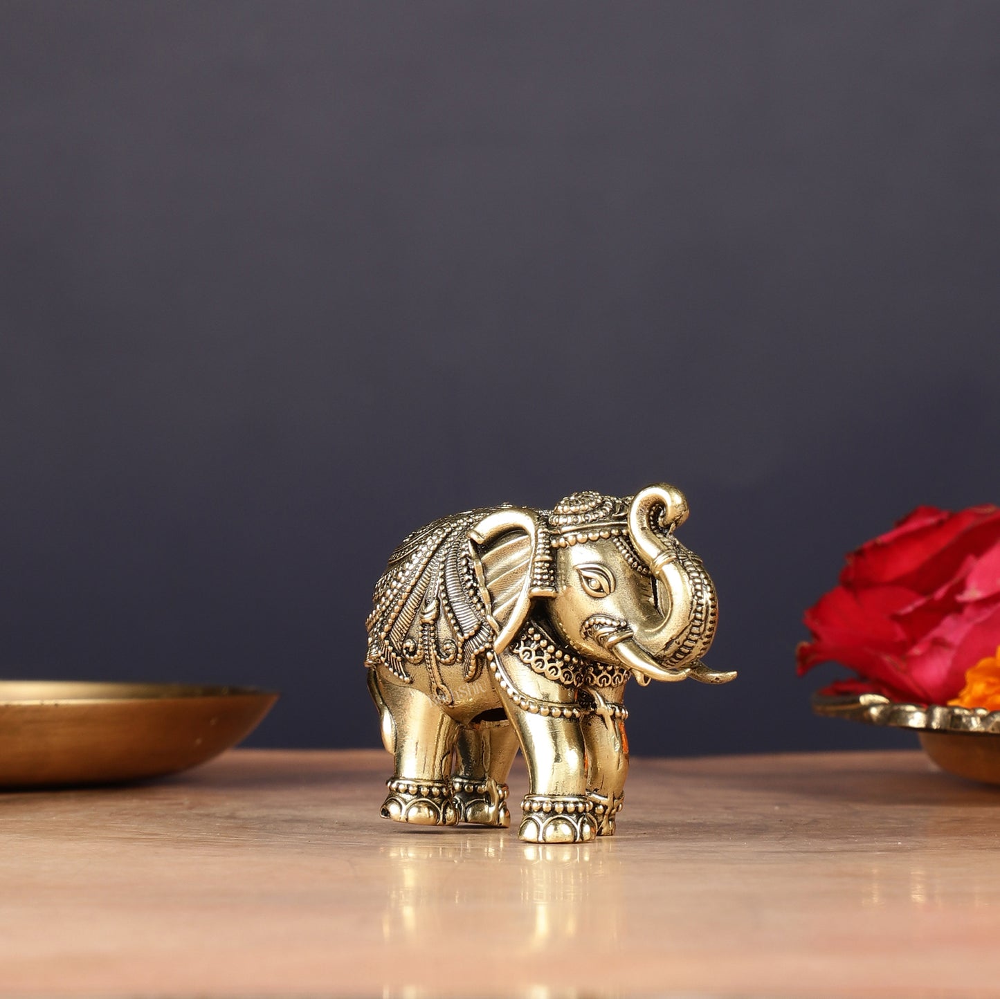 Brass Superfine Elephant Miniature Showpiece 4"