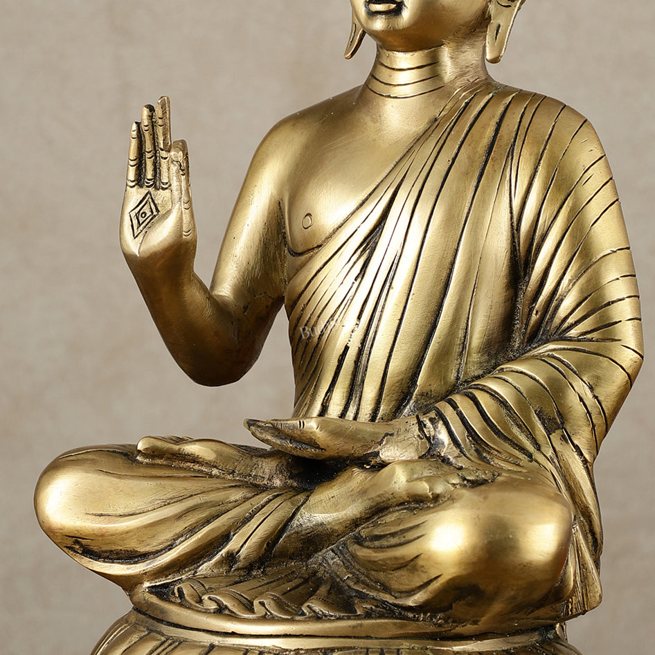 Unique Pure Brass Blessing Buddha Statue - 16 Inch