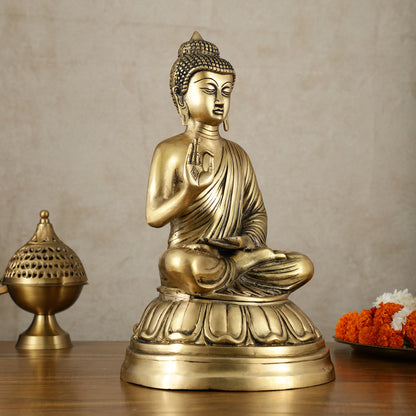 Unique Pure Brass Blessing Buddha Statue - 16 Inch