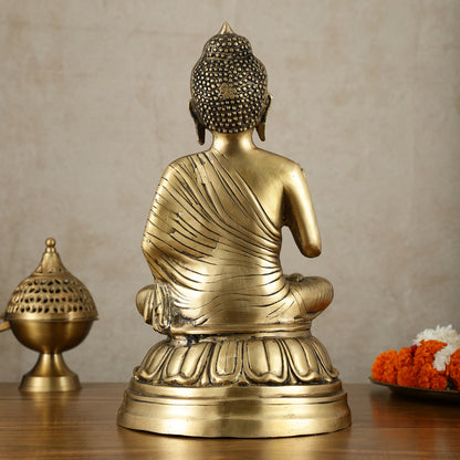 Unique Pure Brass Blessing Buddha Statue - 16 Inch