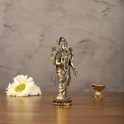 Brass Superfine Intricate Standing Vishnu Lakshmi Narayana Idol - 6"