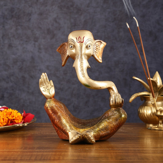 Ganesha Brass idol modern Abstract Antique finish | 8.5 inch