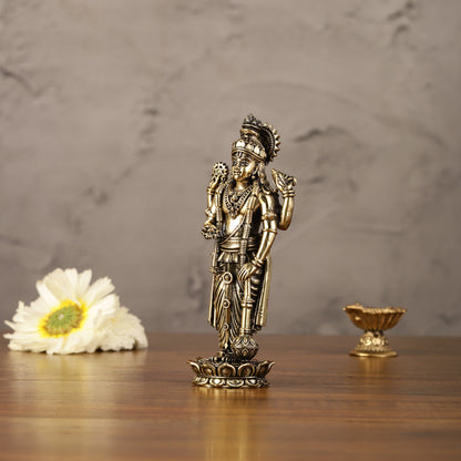 Brass Superfine Intricate Standing Vishnu Lakshmi Narayana Idol - 6"