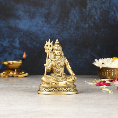 Pure Brass Superfine Small Lord Shiva Idol - 4"